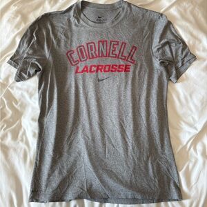 Nike Dri Fit Tee Shirt Medium Cornell Big Red Lacrosse Active Training Gray